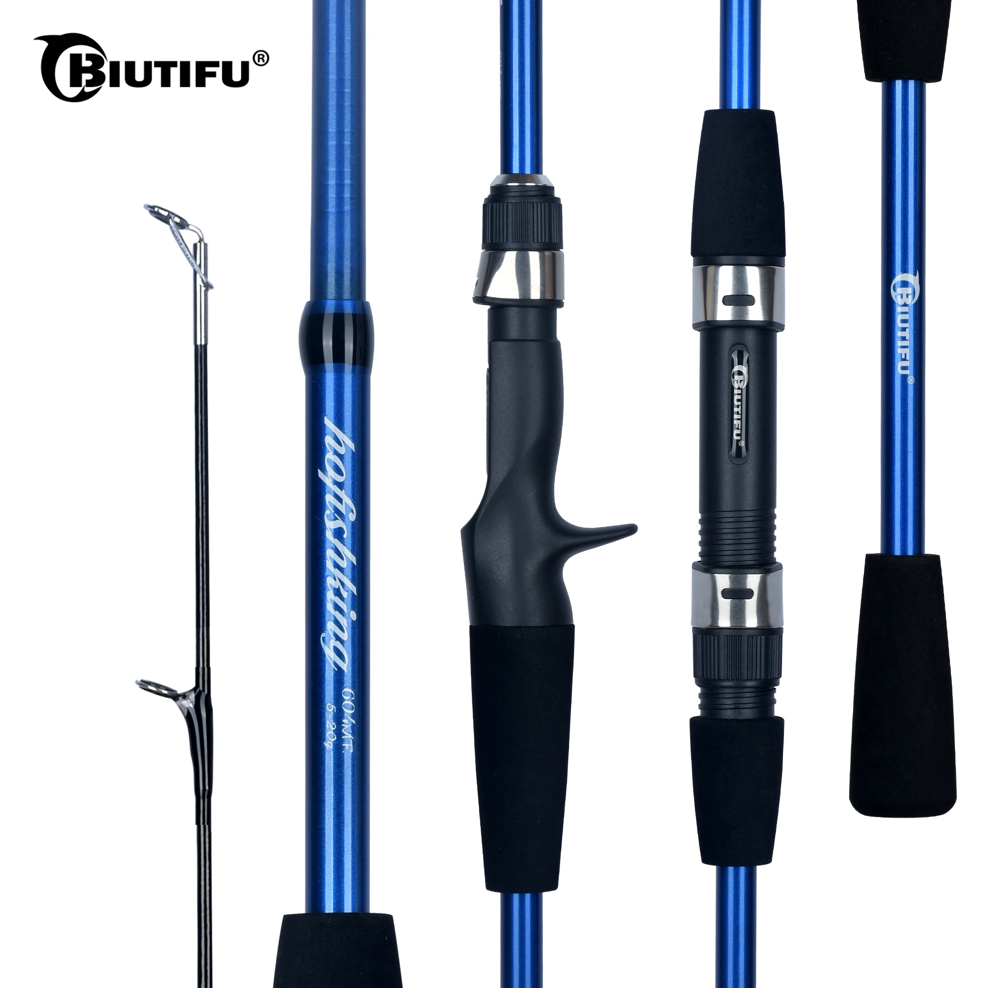 BIUTIFU Baitcasting Spinning Mini Fishing Rod 4/5 Section 1.8/2.1