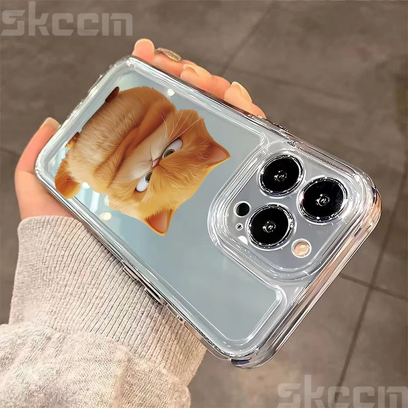 Adorable Cartoon Cat Shockproof Clear Back Phone Case