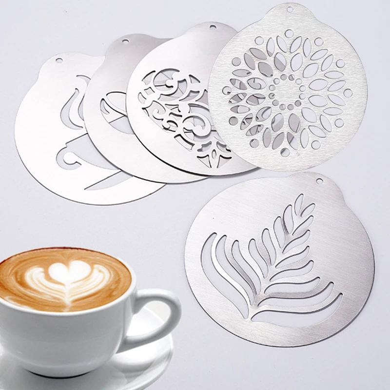 

5-piece set of creative kitchenware coffee latte latte coffee shop DIY mold portable stainless steel coffee latte tool