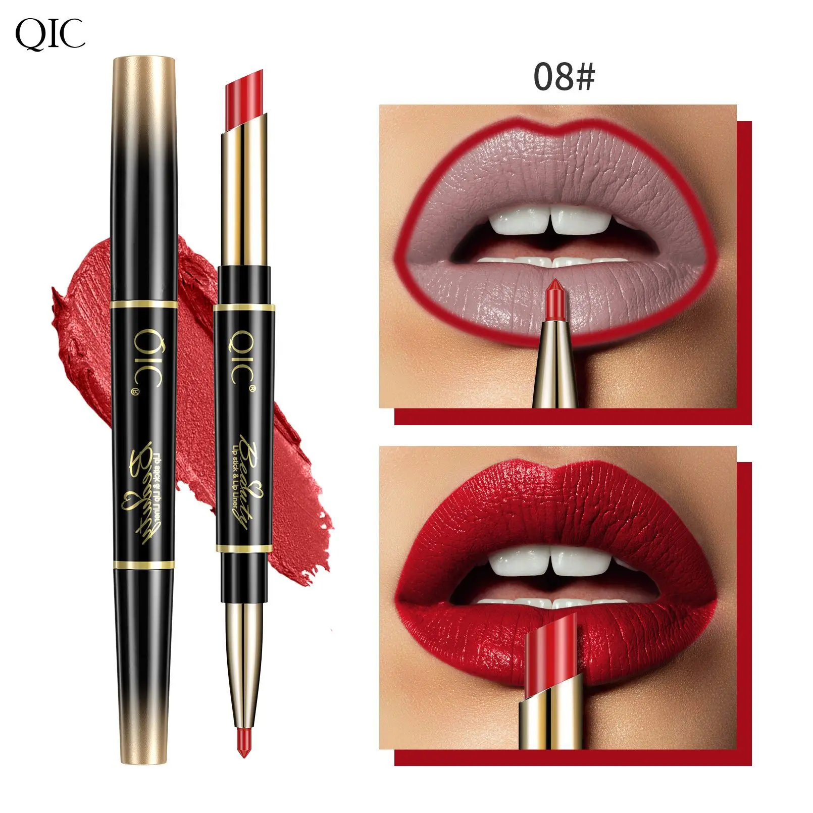 2 IN 1 Lip Liner Waterproof Matte Velvet Nude Lipstick Pencil Sexy Red Long Lasting Pink Purple Lipliner Makeup Cosmetics