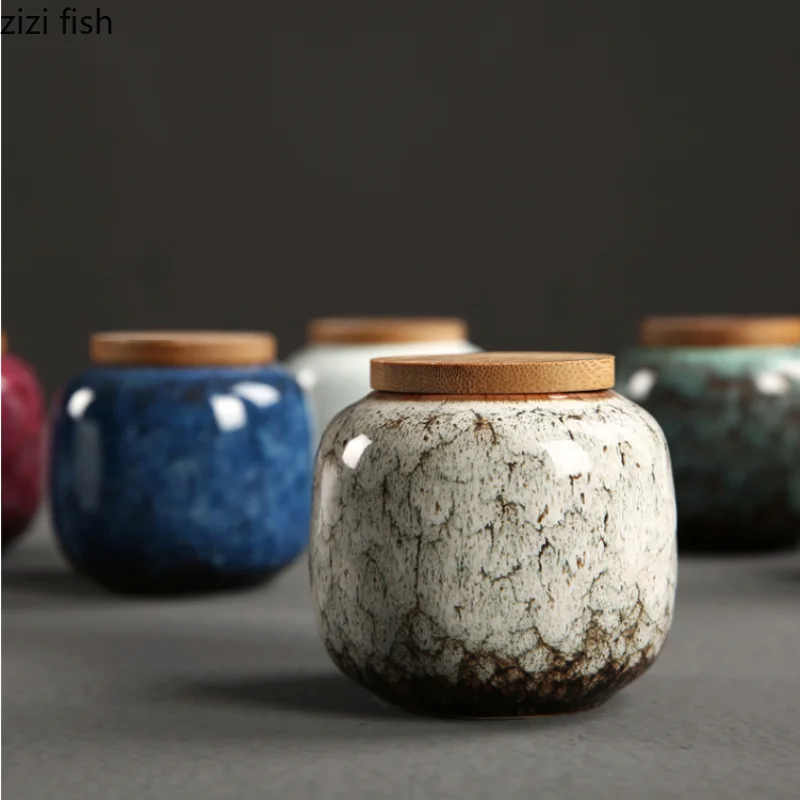 Small Ceramic Storage Jar Tea Caddy Tea Box Container Organizer Candy Jar Storage Bottle Organizer Sealed Tank
