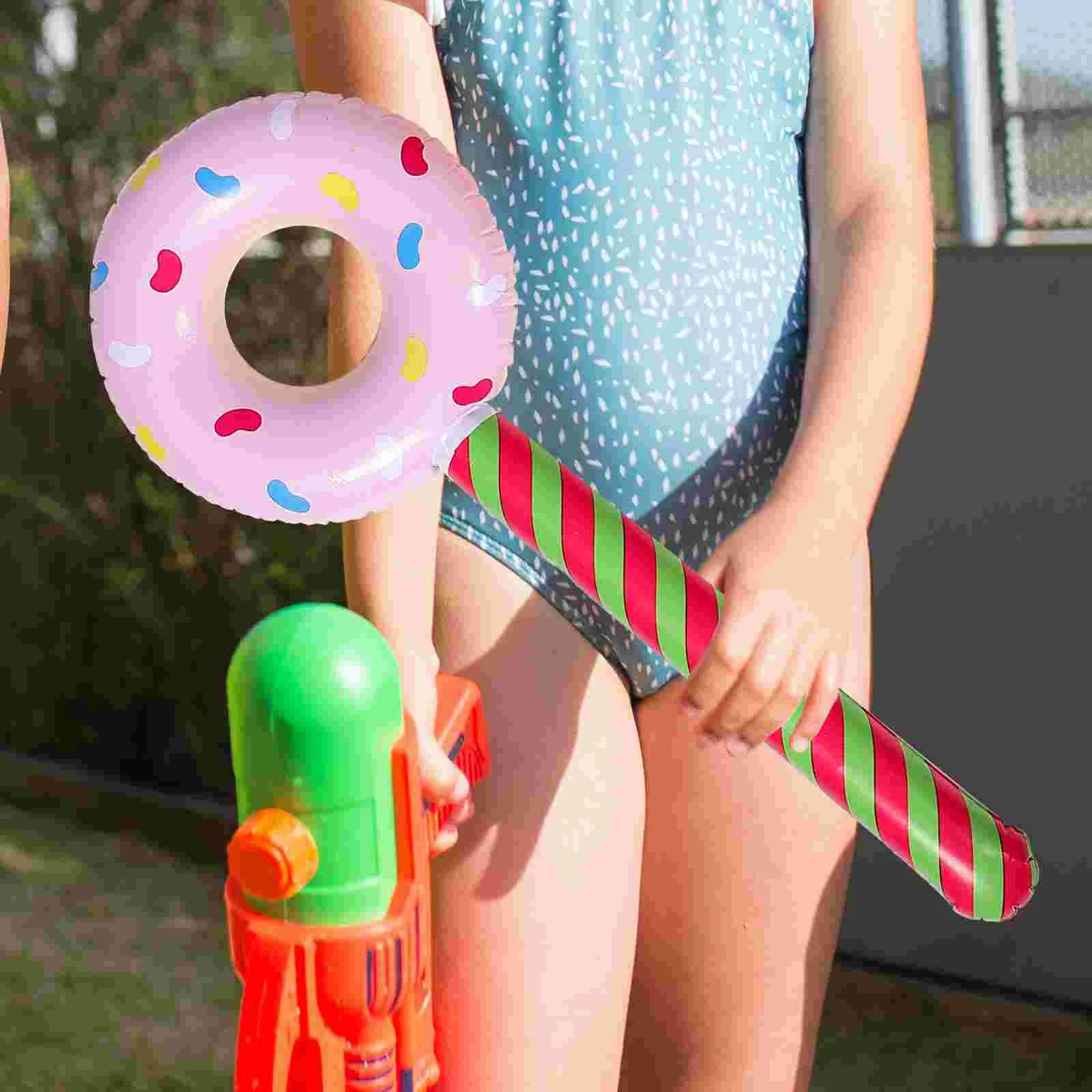 4Pcs Inflatable Donut Lollipops Pool Float Donut Shape Lollipop Stick Balloons for Party images - 6