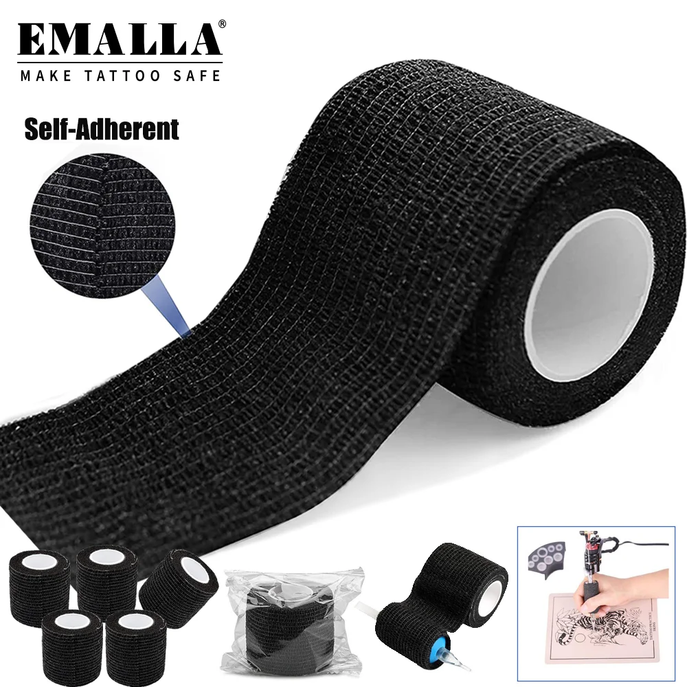 96/48/24/12/6/3pcs Black Tattoo Grip Tape Self adhesive Elastic Wraps