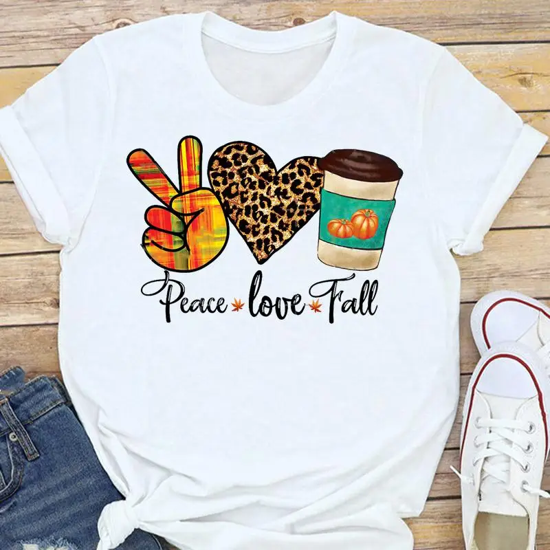 

Graphic Fashion Pumpkin Spice Tees Fall Autumn Women Halloween Thanksgiving Female Mujer Camisetas Cartoon Tops Tshirt T-Shirt