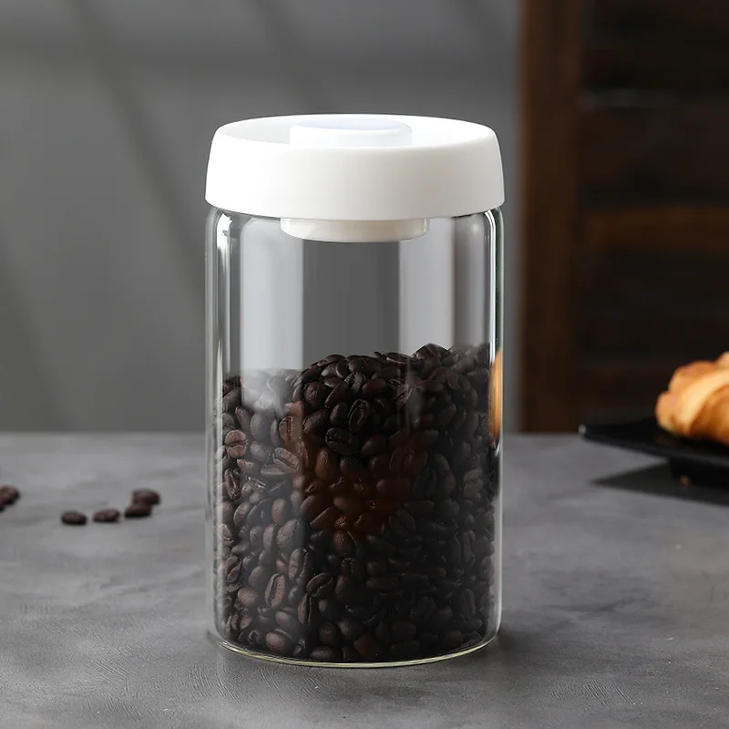 Coffee Beans Vacuum Sealed Tank Transparent Food Storage High Borosilicate Glass Sealed Jar Glass Candy Jar Kitchen Accessories