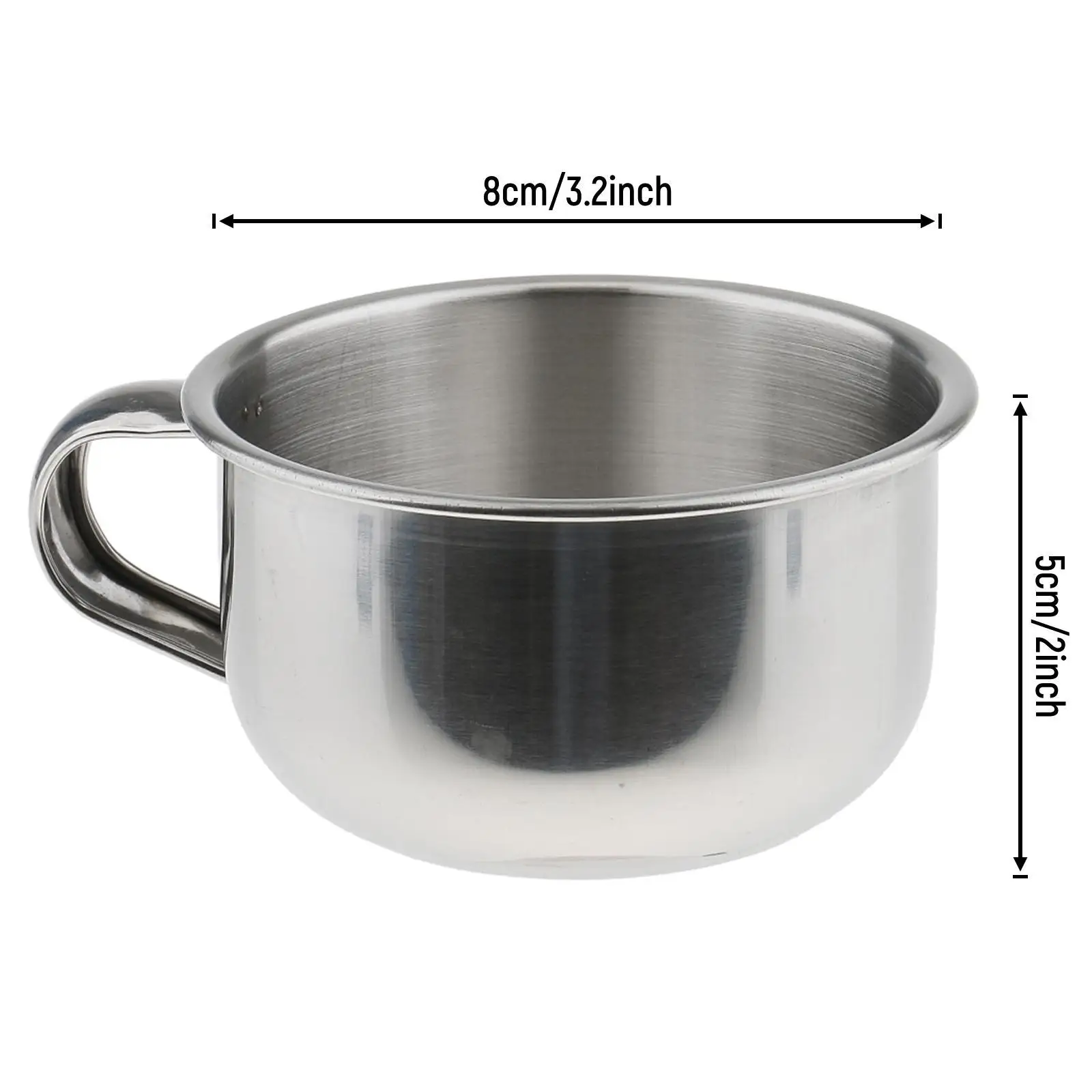 8cm Stainless Steel Shaving Mug Bowl Cup for Shave Brush W/ Handle
