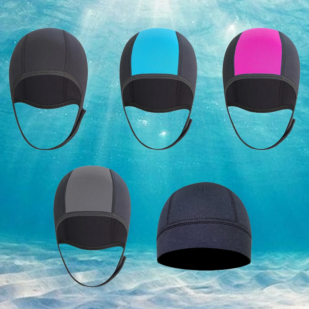 Neoprene 2 5mm Thicken Swim Thermal Hood Cap Thicken Underwater Ear Hat Training Practice Swimwear Man Women Black 4