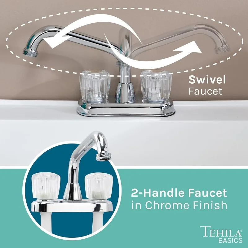 Tehila Basics 21-Gallon White Freestanding Utility Sink with Chrome Finish 2-Handle Faucet, 5