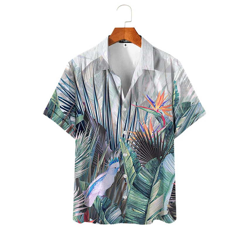 Fashion Summer Men Striped Pinrted Shirt Short Sleeve Streetwear Clothes Tops Casual Blouses Plus Size Social Shirts for Men