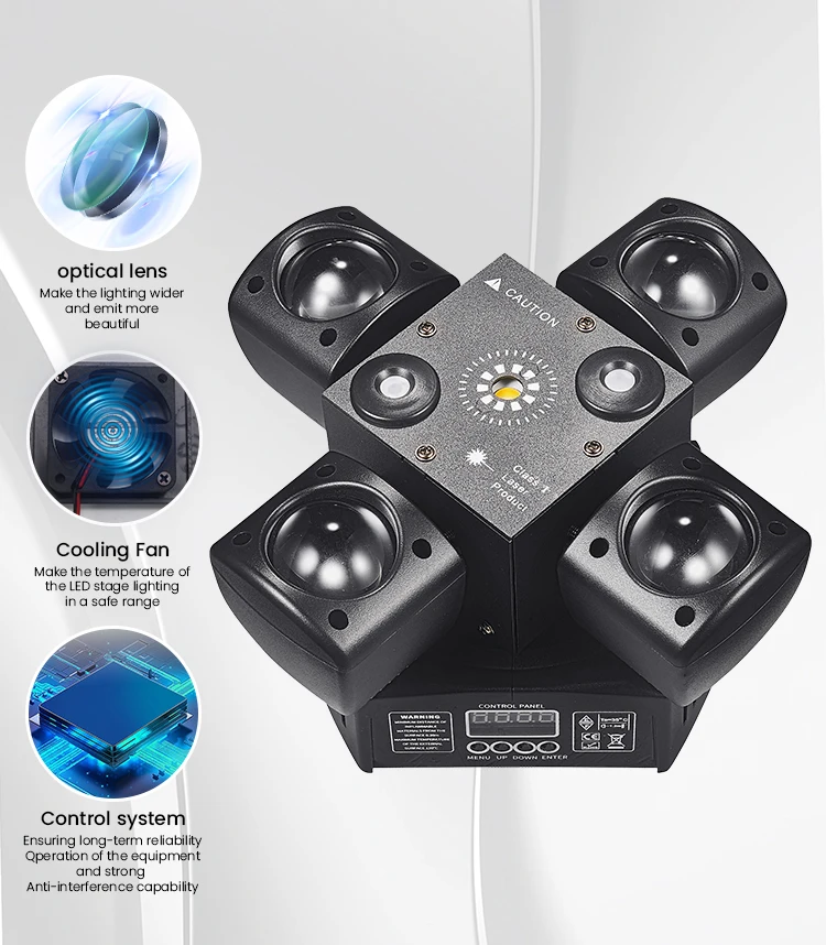 4-Arm Mini Moving Head 48W Disco Lights DMX512 Beam Strobe Effect