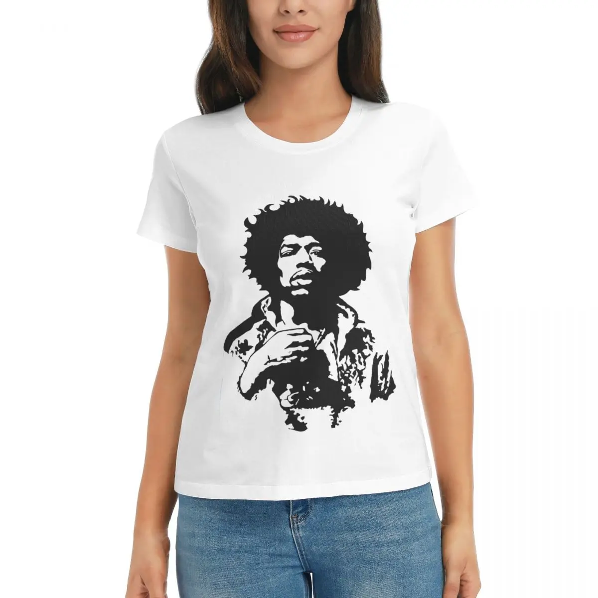 

Jimi And Hendrix Classic Novelty R215 Sports Vintage White Tees Travel USA Size