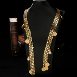 Ethnic Long Chain Bridal Sets Plating Gold Middle East Onstage Wedding Jewelry Turkish Coin Kaftan Costume Accessories