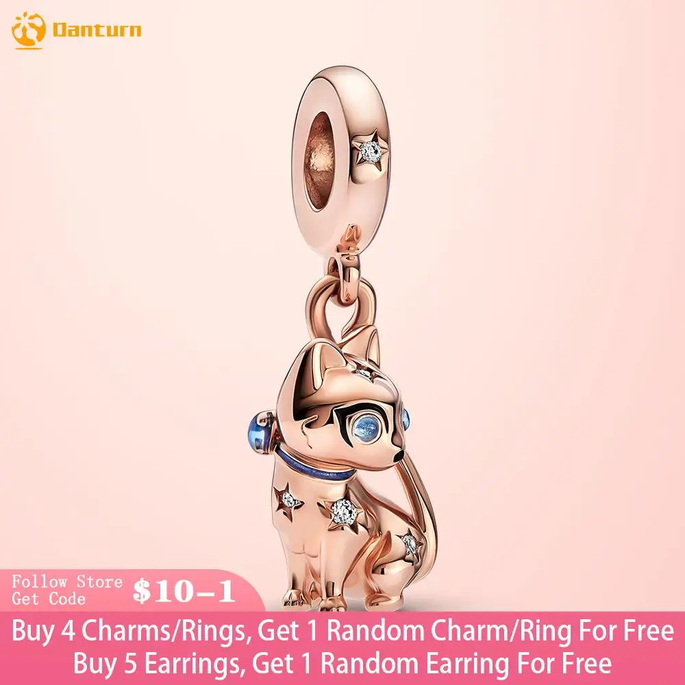 

Danturn 925 Sterling Silver Beads Sparkling Pet Cat Dangle Charm fit Original Pandora Bracelets for Women Jewelry Making