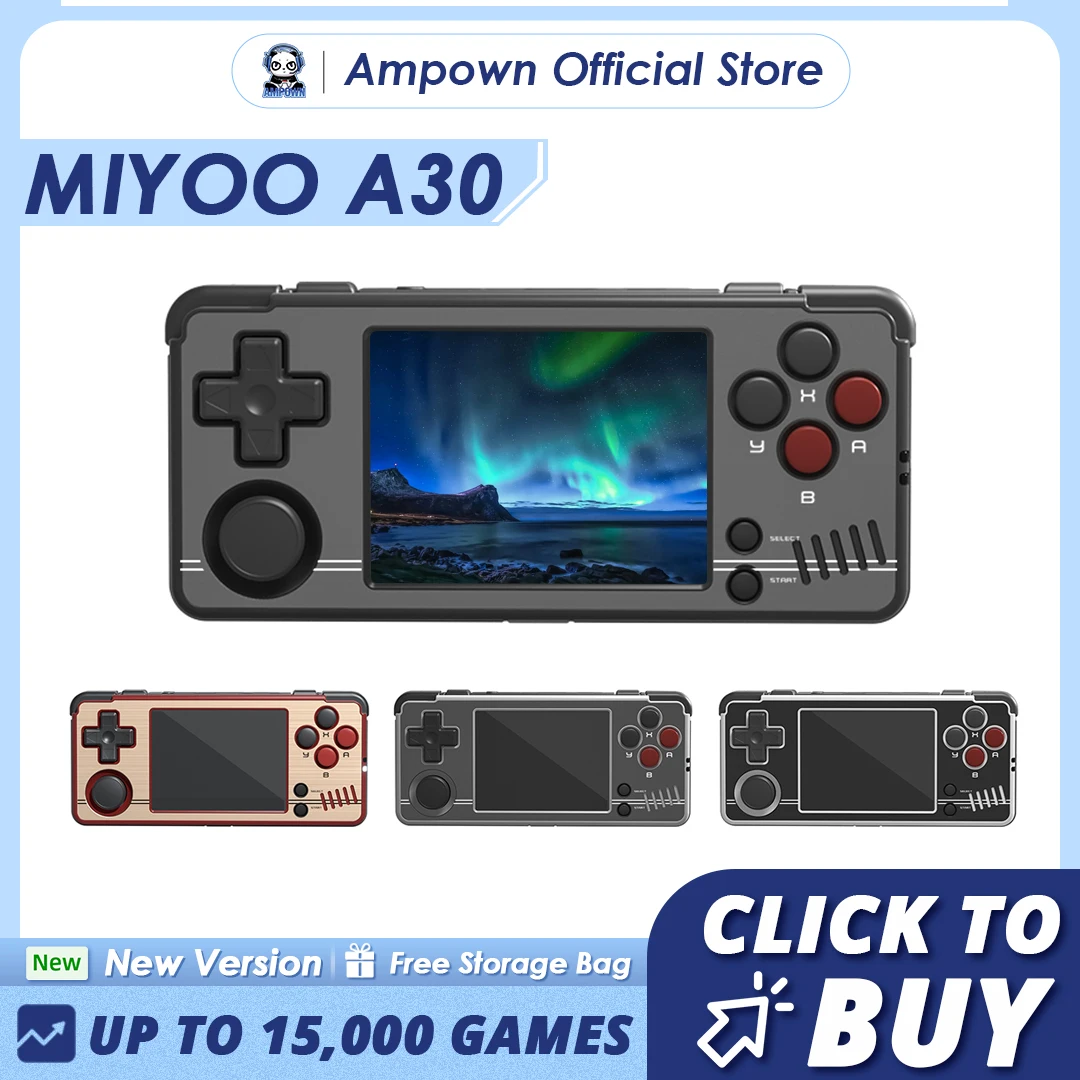MIYOO A30 휴대용 게임 콘솔, 2.8 인치 IPS 스크린, 리눅스 시스템, ..