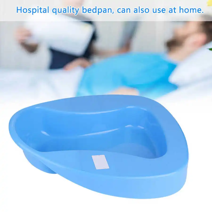 Plastic Stable Bedpan Heavy Duty Anti-Spill Reusable Thick Bedpan for Bed-Bound Patient Elderly Disabled Adult Travel Device
