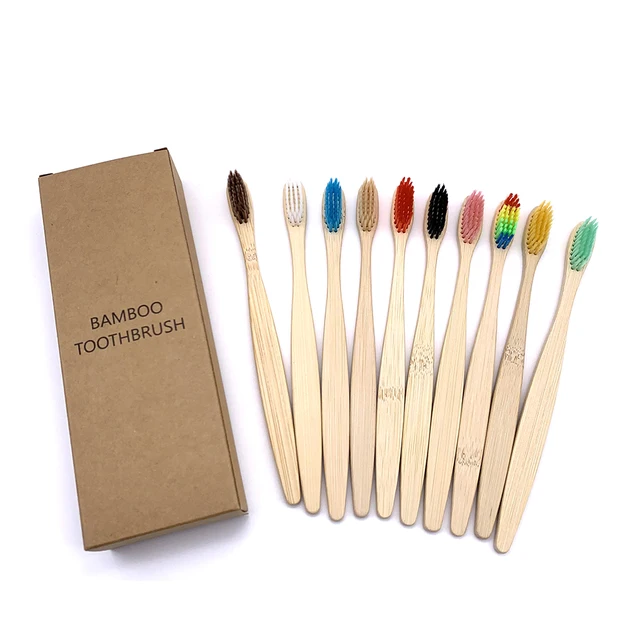 10PCS Biodegradable Bamboo Toothbrush Teeth Colorful Bristle Natural Bamboo Tooth brush Dental Eco Bambou Toothbrushes 2