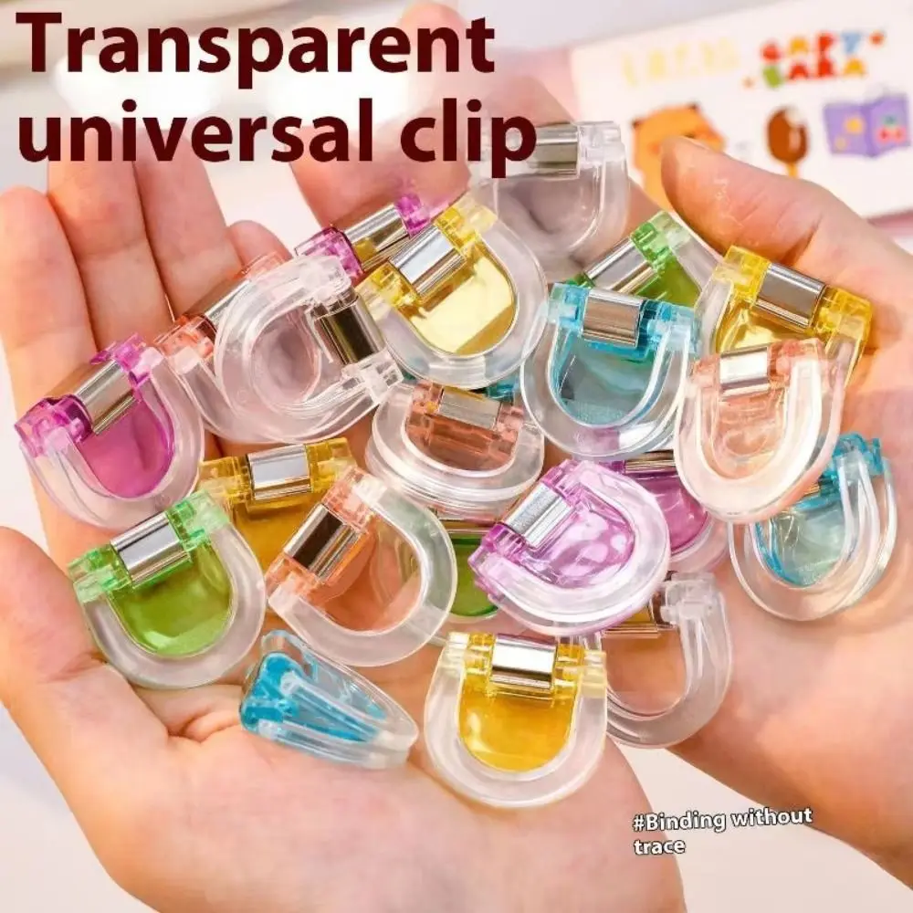 Clip per etichette per libri trasparenti da 10 pezzi, clip resistenti, clip per carta con bordo antiscivolo, set di clip colorate in plastica per segnare le pagine, per uso in ufficio