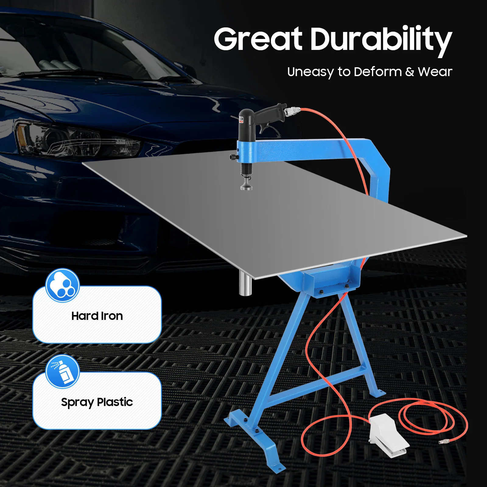 Dünnblech-Formmaschine 1350 U/min Pneumatischer Planierhammer mit Pedal & Ständer für Dellenreparatur an Auto- und Motorradteilen – Detail 5