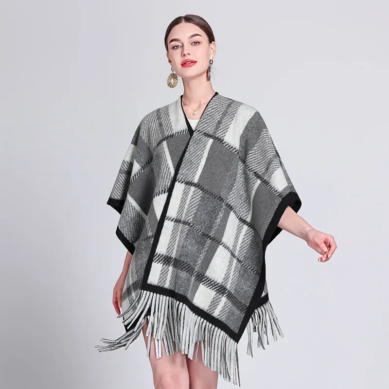 

2023 New Plaid Print Winter Fashion Female Cashmere Wool Thin Scarf Lady Warm Shawl Casual Pashmina Solid Wrap Women T549