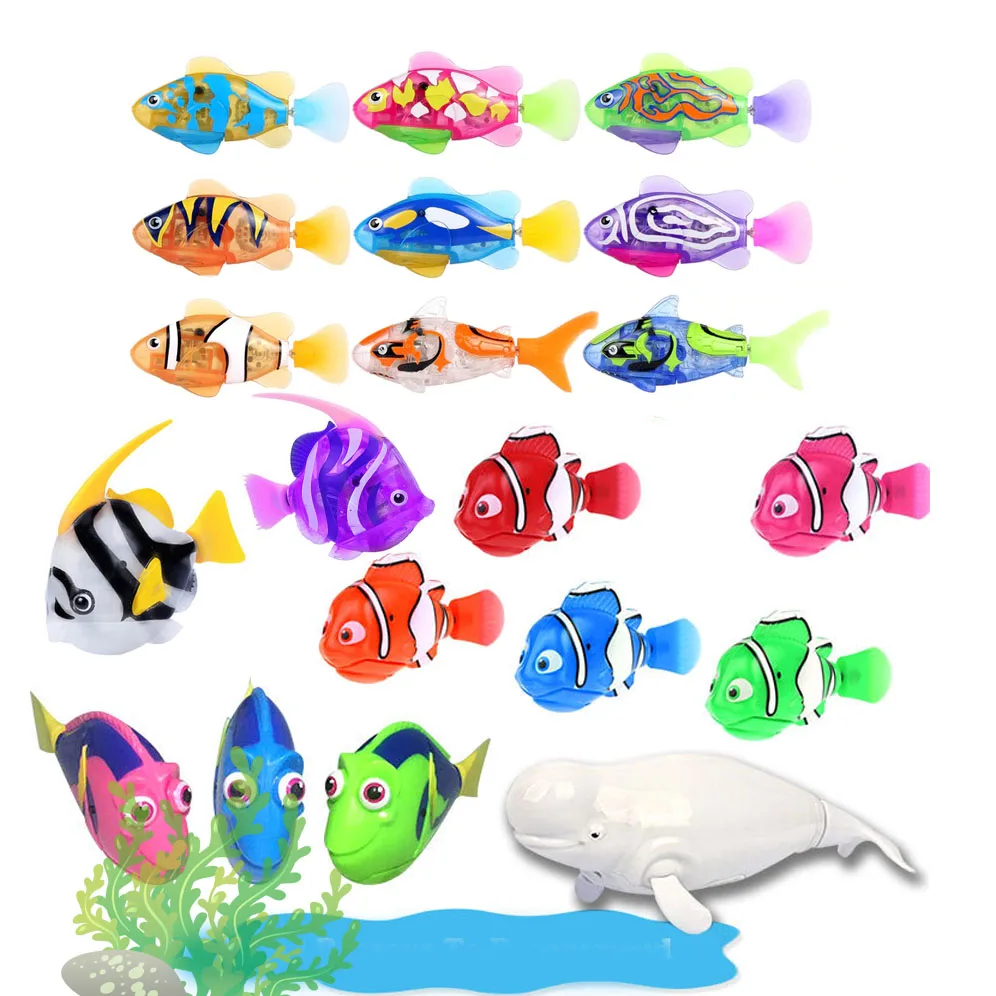 Robotic Electronic Battery Operated Activated Fish Swimming Toy Play Water  Bath White Whale Pet Toys for Kids Children Gifts
