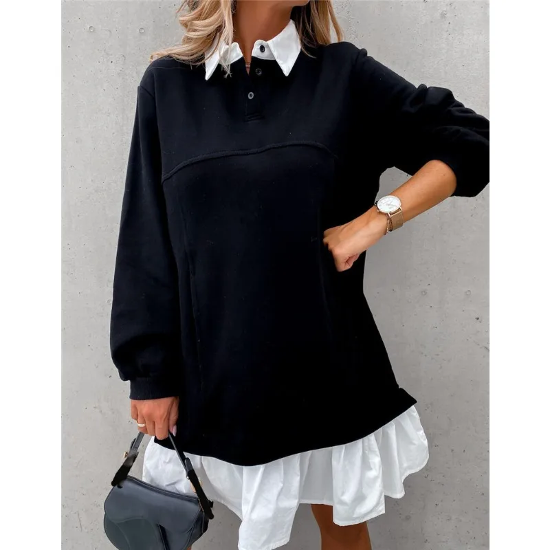 

Women's Pocket Button Design Long Sleeve Sweater Dress Temperament Commuting Autumn & Winter New Women Fashion Elegant Dresses
