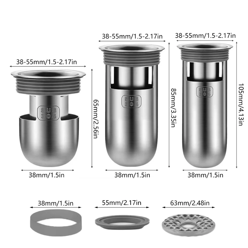 Stainless Steel Shower Drain Cover Plug Odor Trap Floor Backflow Preventer shower drain cover drain stopper