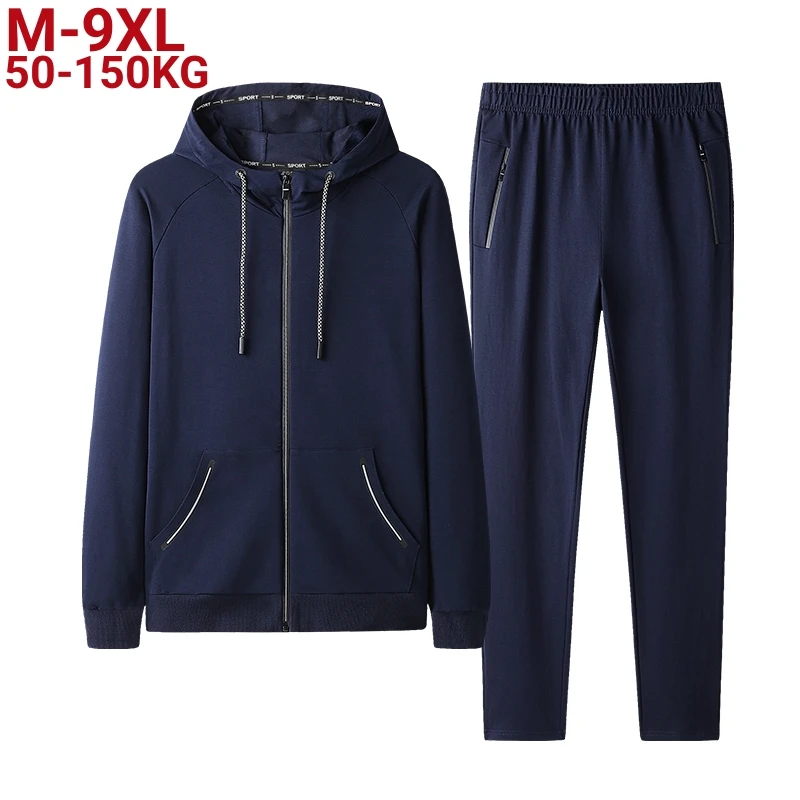 

Plus Size 9xl 8xl Tracksuits Men Set Casual Thicken Hooded Jackets Pants Sweatshirt Sportswear Coats Hoodie Track Suits Male