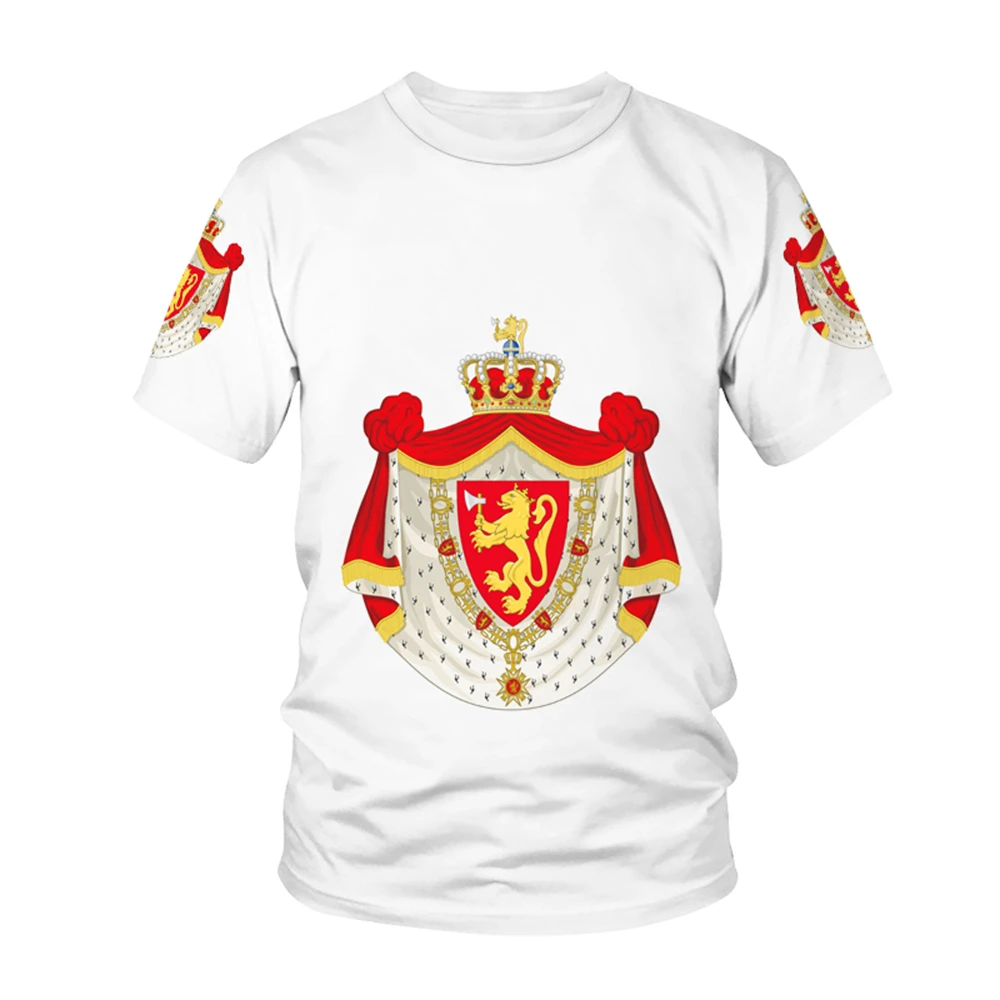

Norge Country Flag Same Pattern T-shirt Men's Hot New Summer Women's Short-sleeved T-shirt Top Shirt Children's 3D