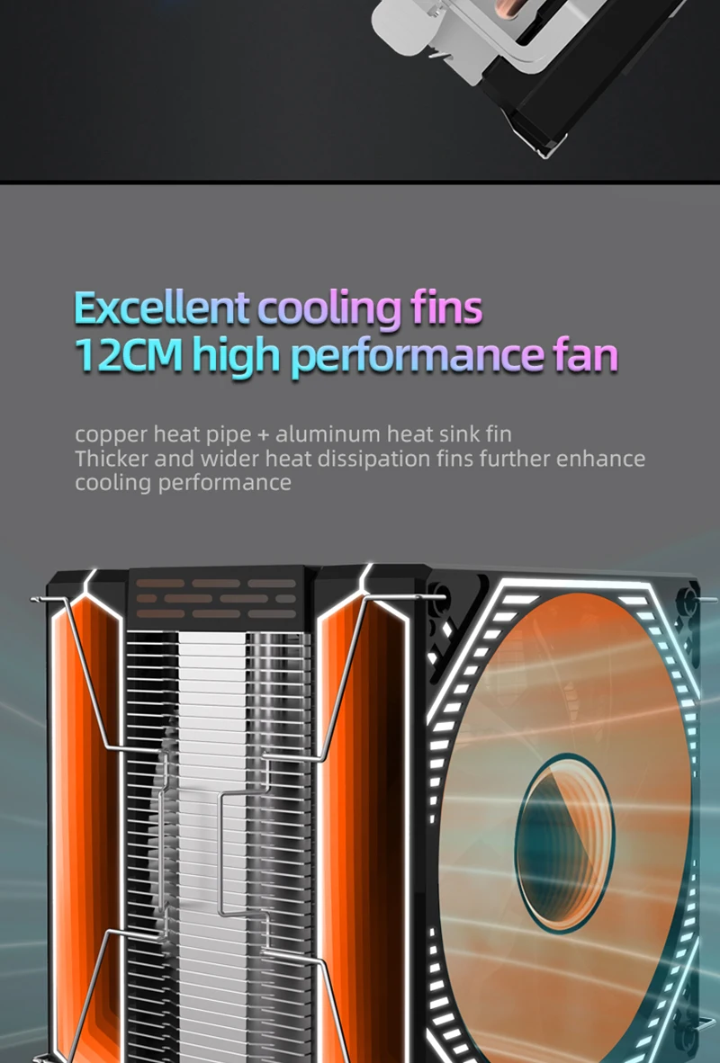 CPU Air Cooler 4 6 Heat Pipe PC Radiator Cooling ARGB PWM 12cm Fan For 1851/1700