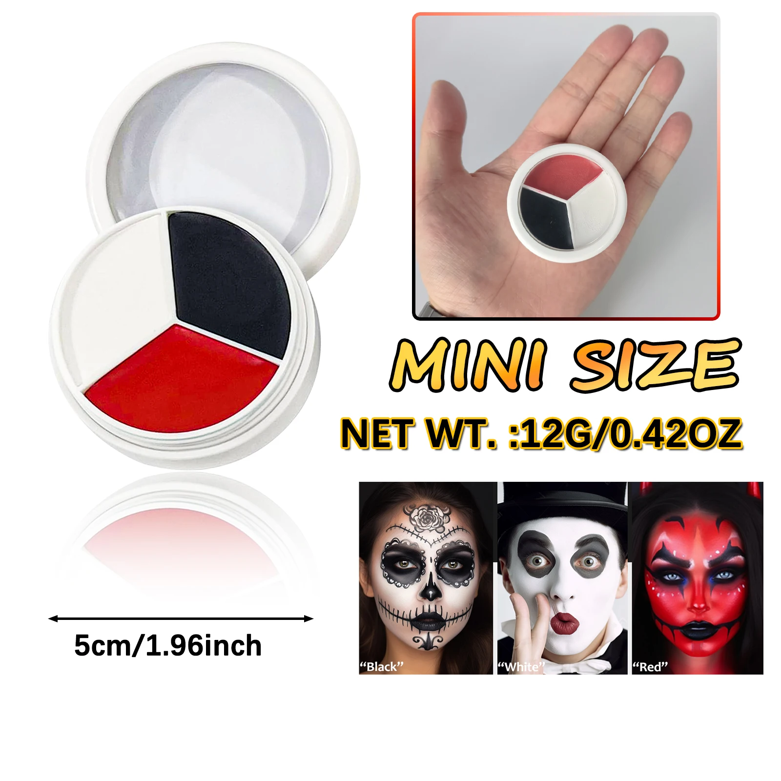 Halloween Makeup Palette Face Body Paint Makeup Wheel White Black Red Waterproof Zombie Skeleton Cosplay Makeup Face Painting 4