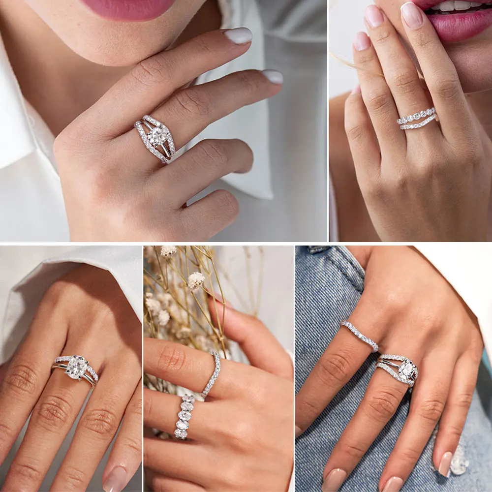 LinkerLove-boda curva de moissanita para mujer, anillos de compromiso, anillo de proma de pareja de diamant de plata S925, regalo de joyería - AliExprs 36