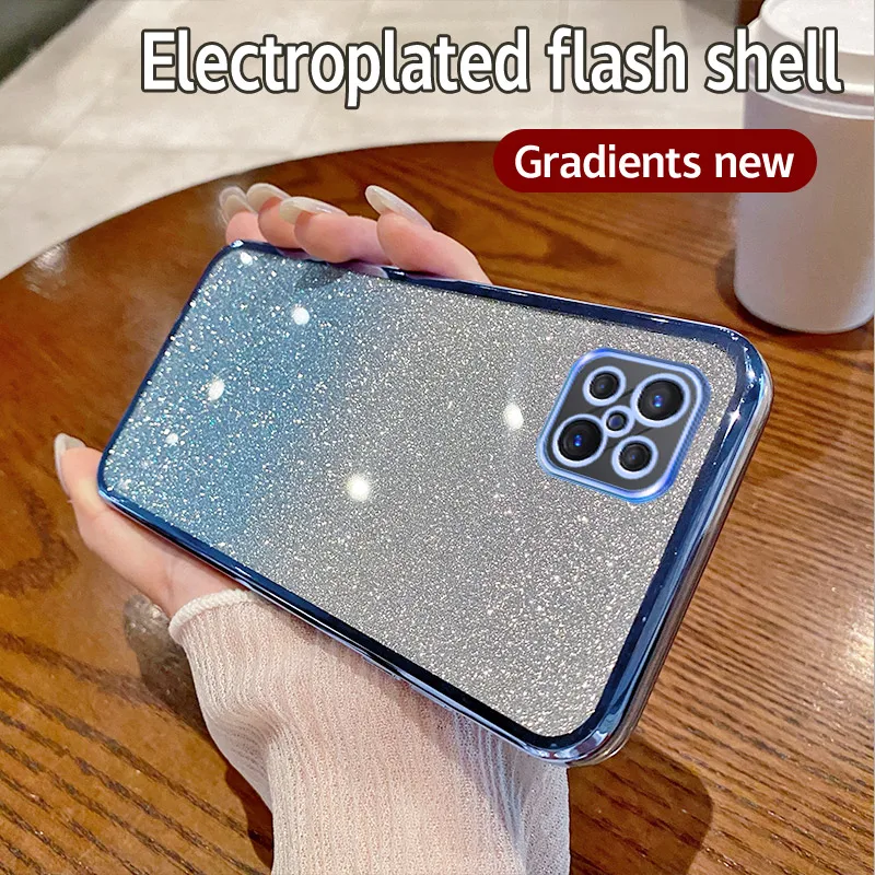 Elegant Shiny Glitter Plating Silicone Phone Case with Camera Lens Protection - Soft Back Cover
