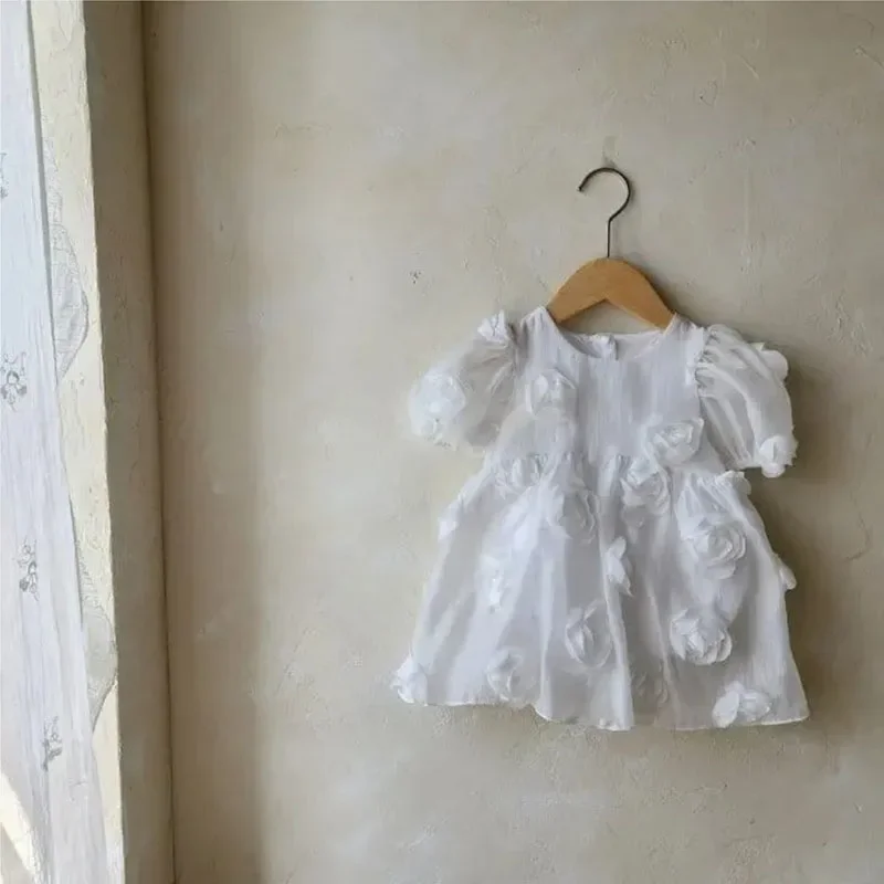 Cute Girls Summer Baby Bodysuit 3D Flower One Piece