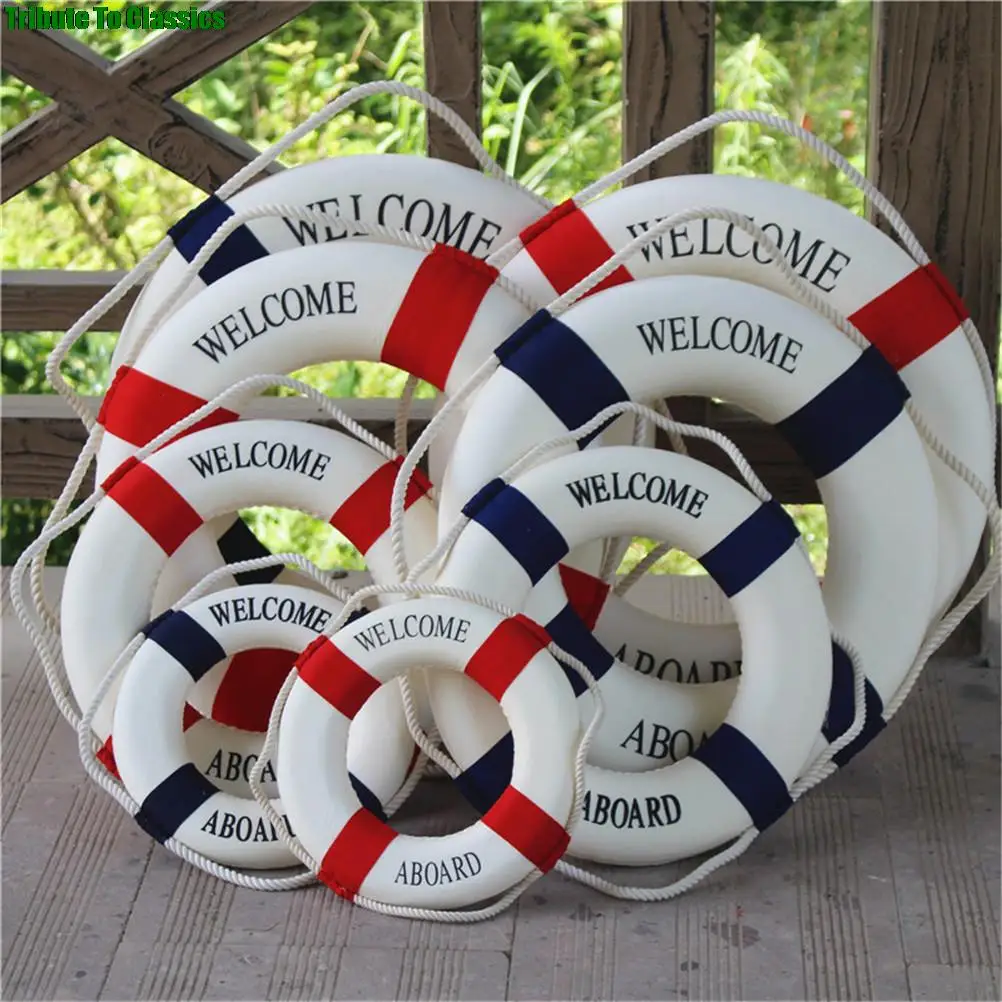 1PC Lifebuoy Ring Boat Sea Life Buoy Hanging On The Ship's Mediterraneo Style Home  Welcome Aboard Decoration Wall