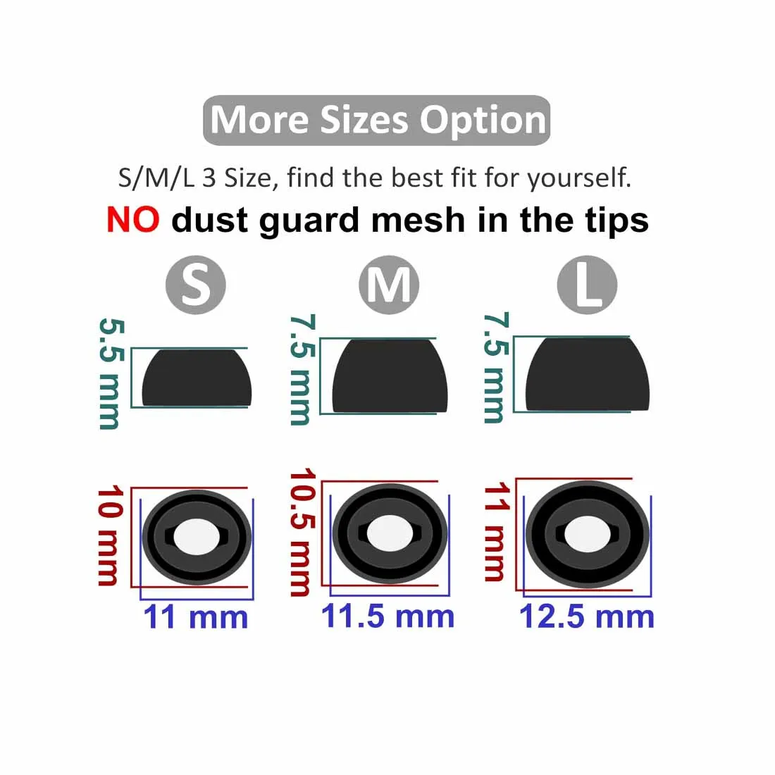 6PCS Silicone Ear Tips for Samsung Galaxy Buds 2 Pro / Galaxy Buds FE / Galaxy Bud 2 / Galaxy Buds Pro Eartips Ear Pads Caps