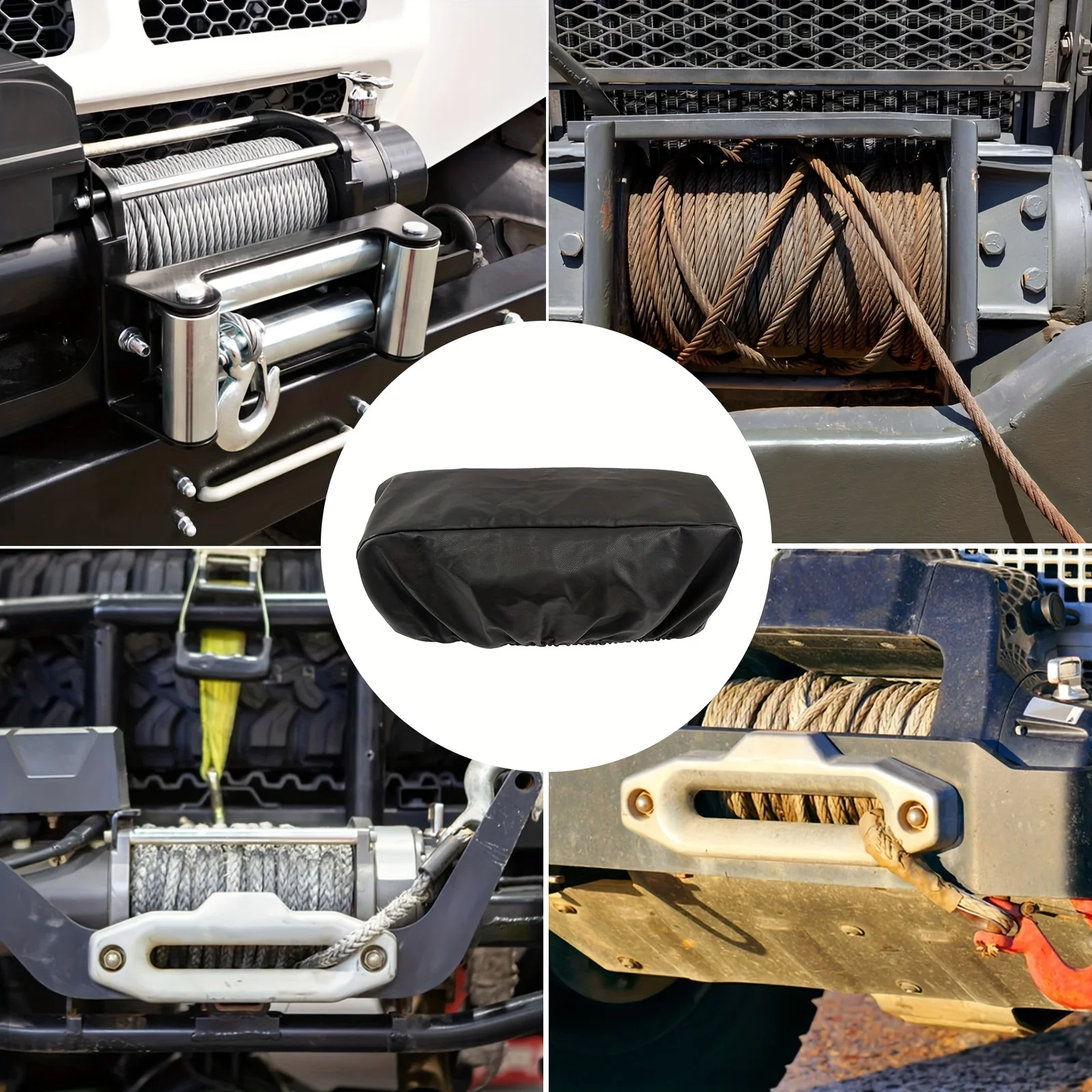 Durable Waterproof PU Leather Winch Cover with Elastic Band – Protective Dust-Resistant Sunproof Design
