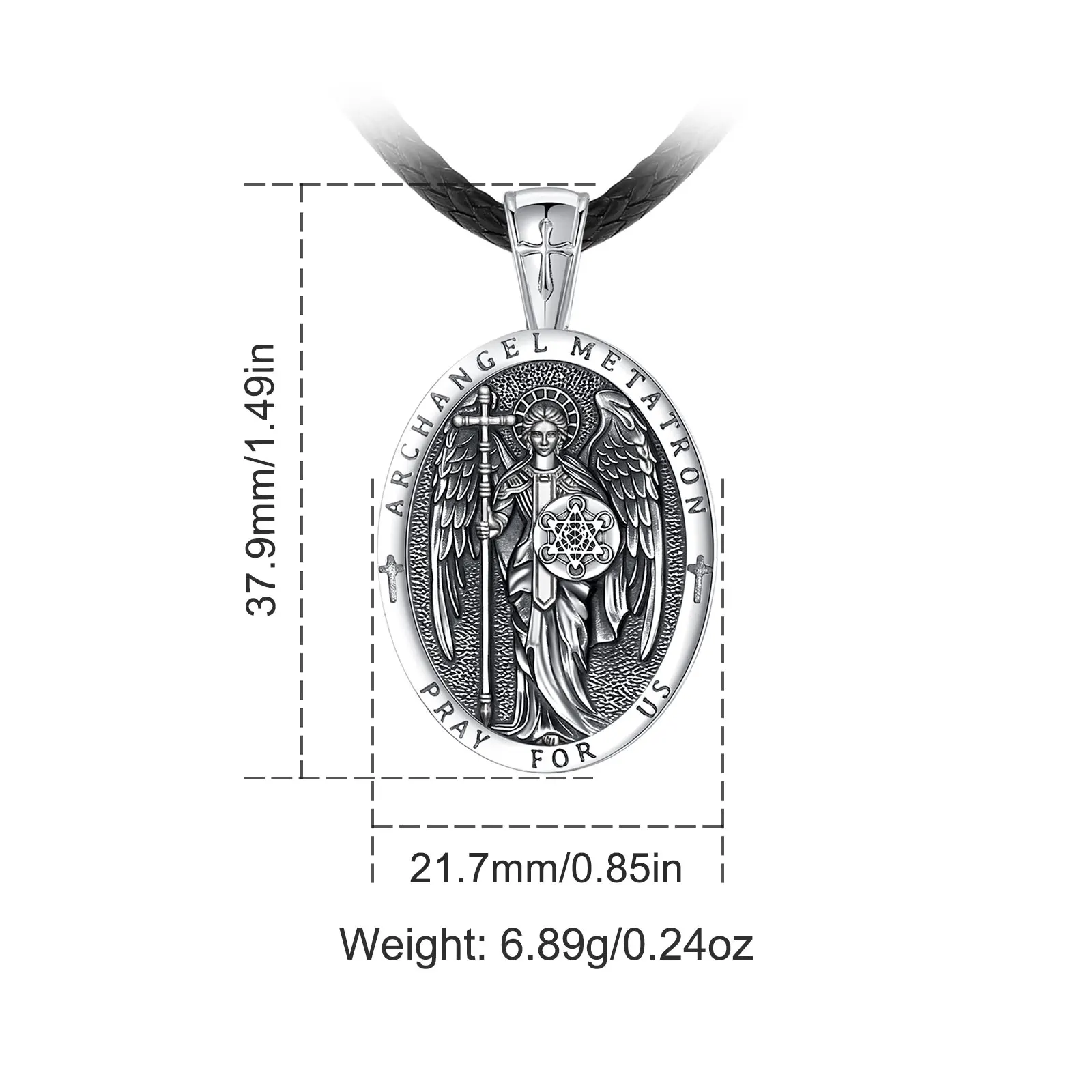 Eudora 925 Sterling Silber Erzengel Metatron Halskette für Frauen Judentum ﻿ Amulett-Medaillenanhänger Religiöser Schmuck Festtagsgeschenk – Detail 4