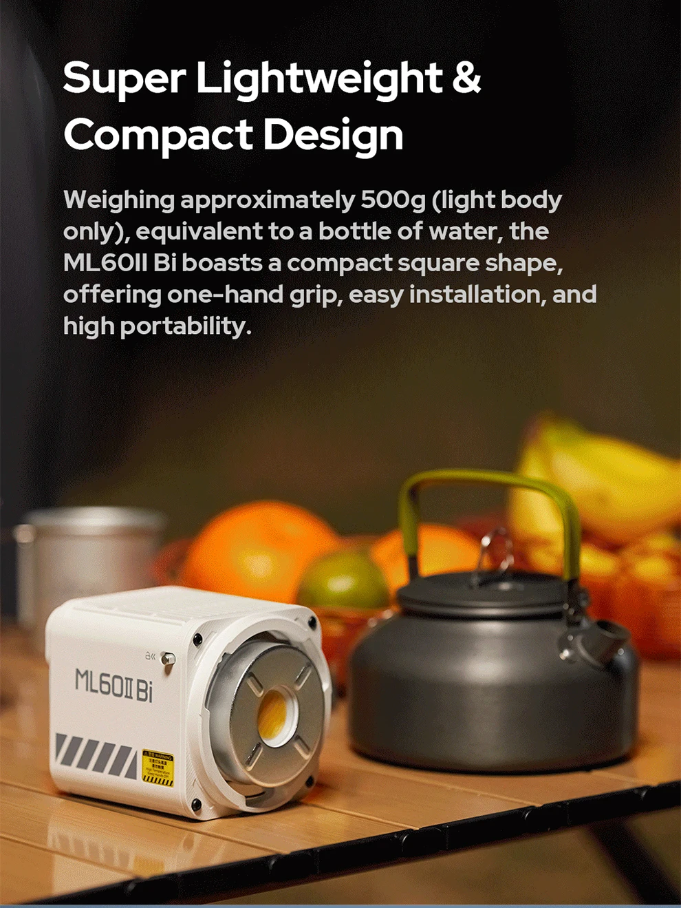 ML60II BI portable handheld fill light with adjustable color temperature externa