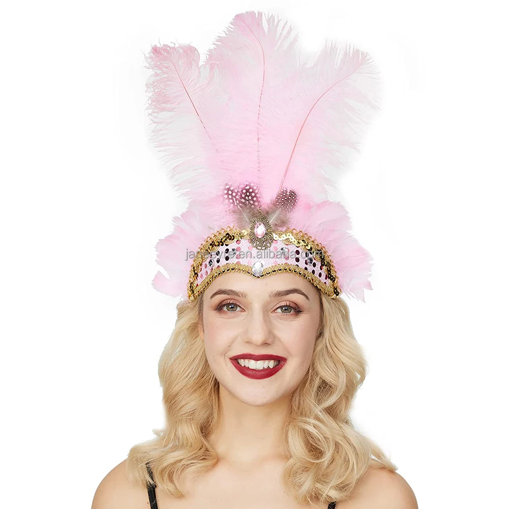 Wholesale Carnival Feather Headpiece Showgirl Headband Mardi  display picture 3