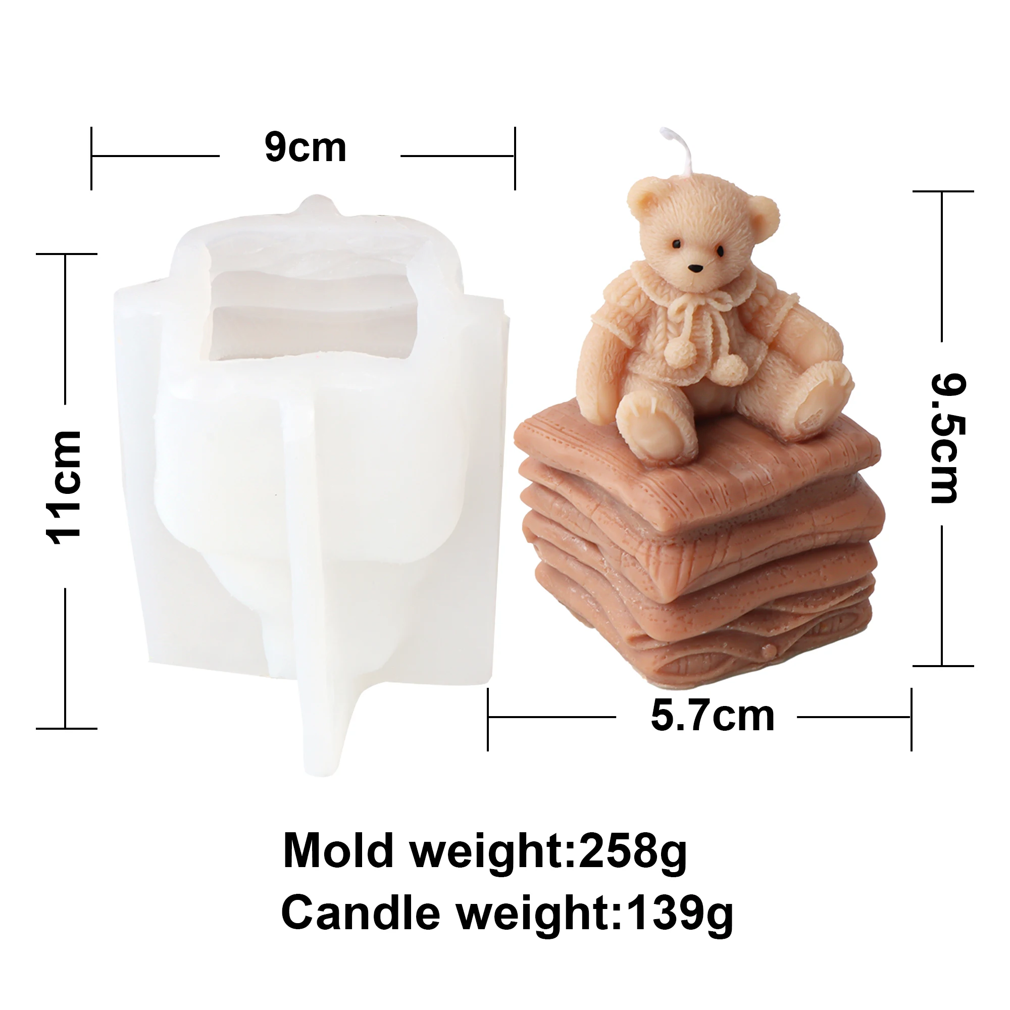 Stampo Per Candele A Forma Di Orsacchiotto - In Silicone, Per Candele, Sapone, Resina