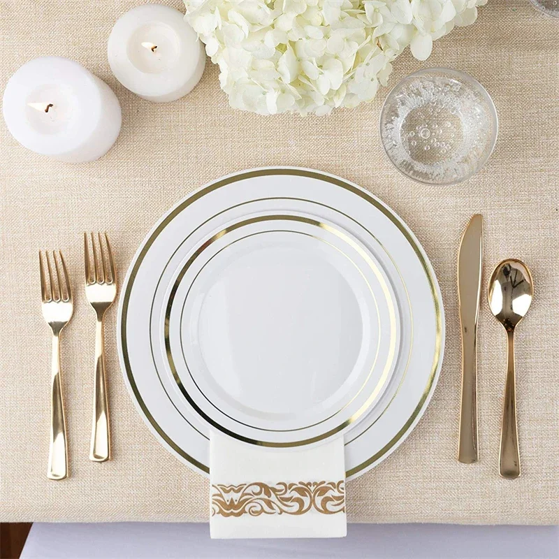Description Picture 5 of item50PCS Paper Disposable Napkins 30*40cm Soft Golden Print Decorative Napkin for Dinner Anniversary Wedding Home Hotel Table Decor