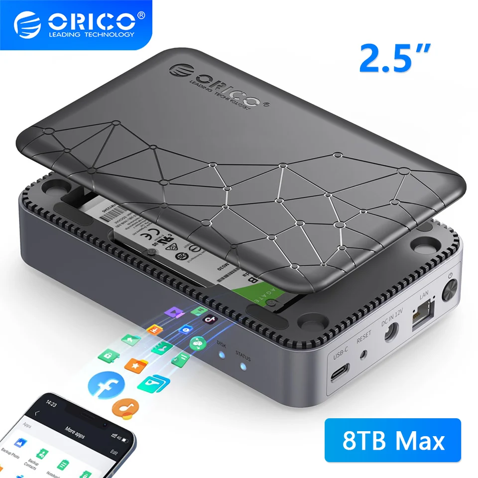 Orico 2.5 "Pollici Sata Ssd Enclosure Nas Network Hdd Storage Box Hd Custodia Esterna Usb Hard Disk Drive House Personal Cloud Server