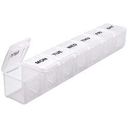 Versatile Pill and Tablet Organizer with Day-Split Compartments (7 days Box White)