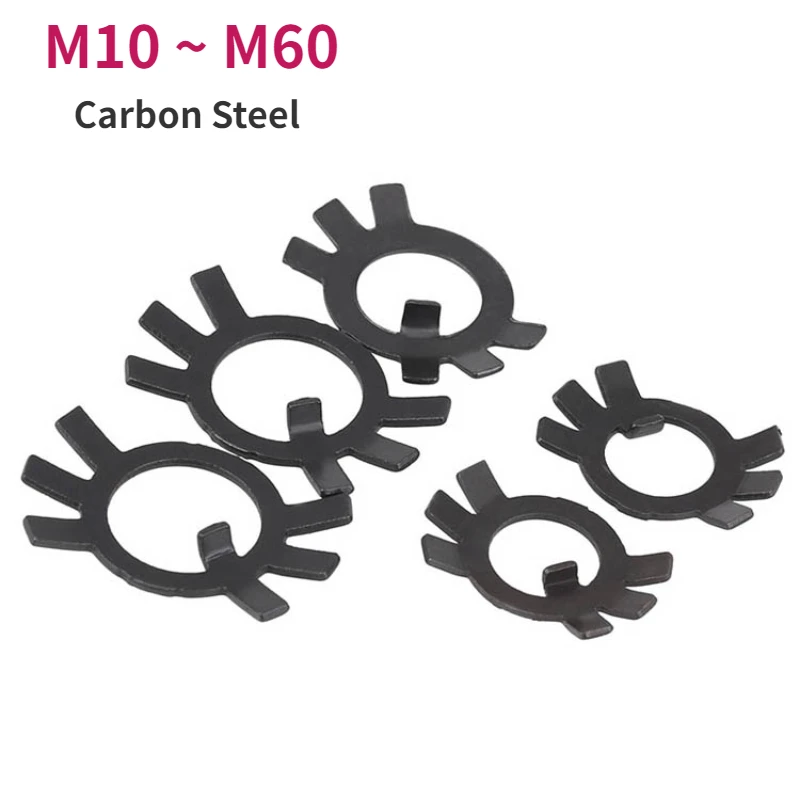

M10 M12 M14 M16 M18 M20 ~ M60 блокировочная прокладка, черные блокировочные шайбы из углеродистой стали, стопорные шайбы для шлицевых круглых гаек