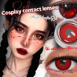 Visuashow Demonic Eye Colored Contacts for Halloween Cosplay Makeup - Half - Year Use (Devil Sclera Red)