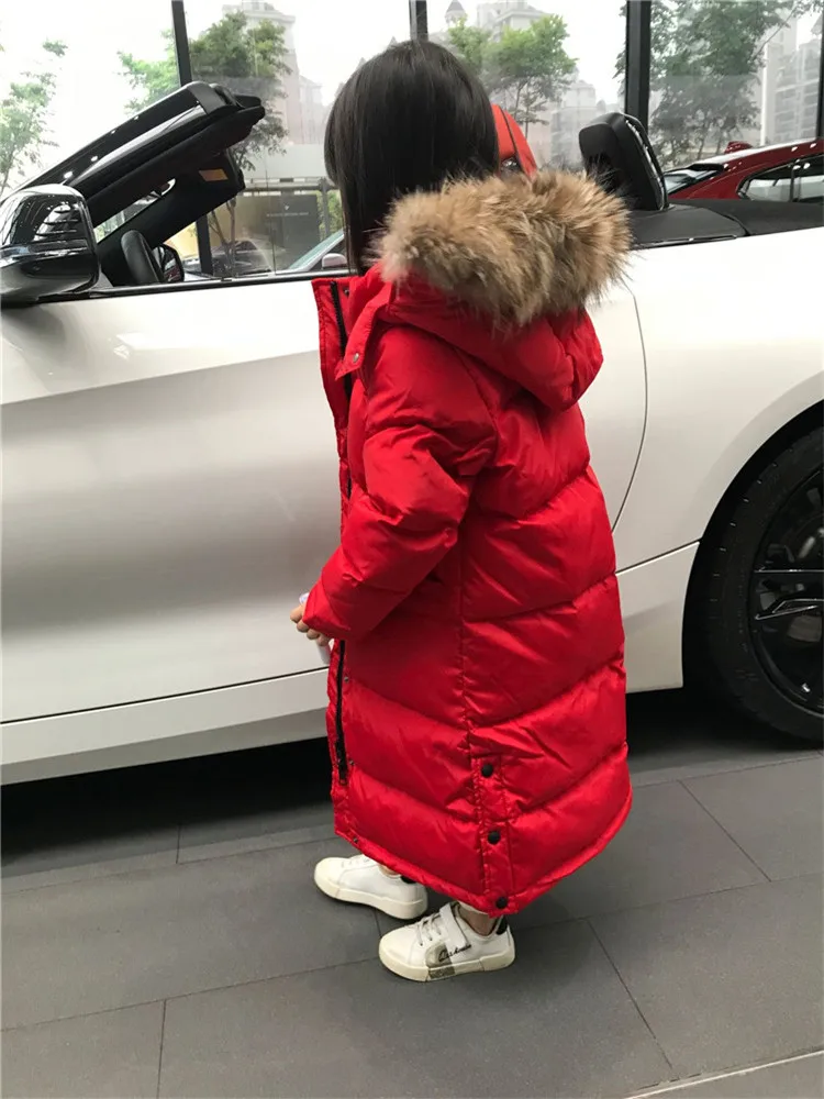 

Children's Down Jacket Real Fur Collar Slim Korean Version Kids Thicken Warm Outerwear Coat Boys Snowsuit Girls Parkas