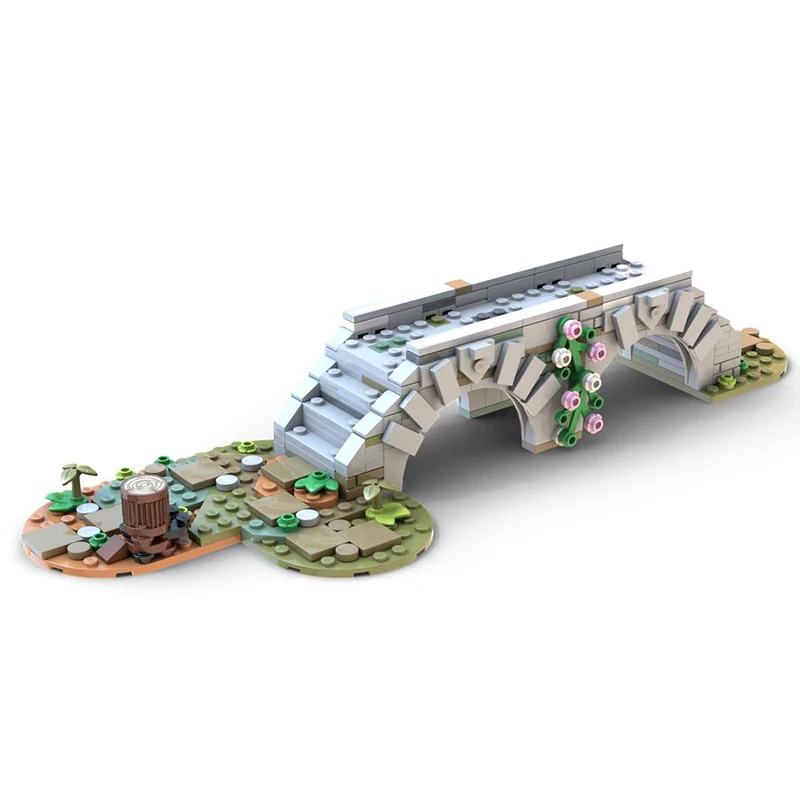 

MOC Medieval Castle Town Tavern Building Blocks Middle Age Construction Cottage Hut Bridge Water Wall Bricks Toys Children Gift