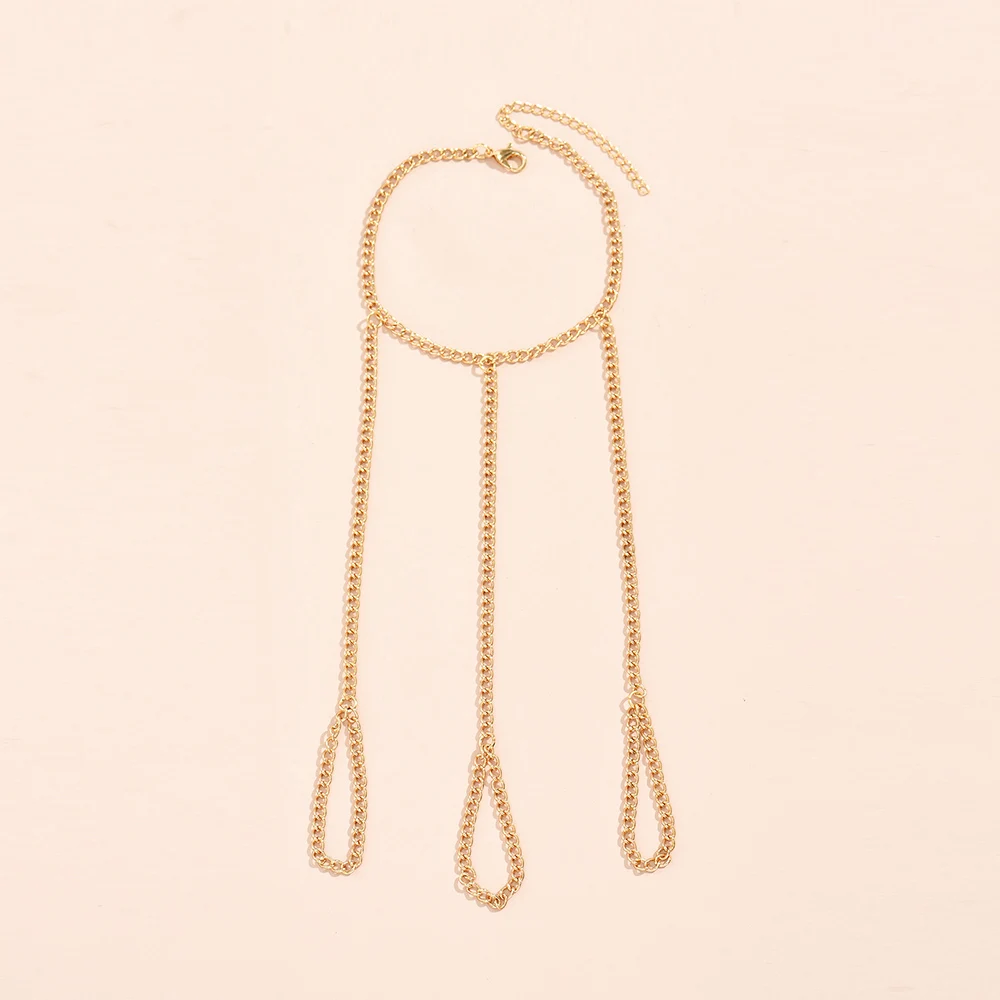 New Arrow Heart Link Chain Ring Connected Bracelets Gold Color Metal Finger Ring Bracelets Hand Harness Fashion Jewelry Women