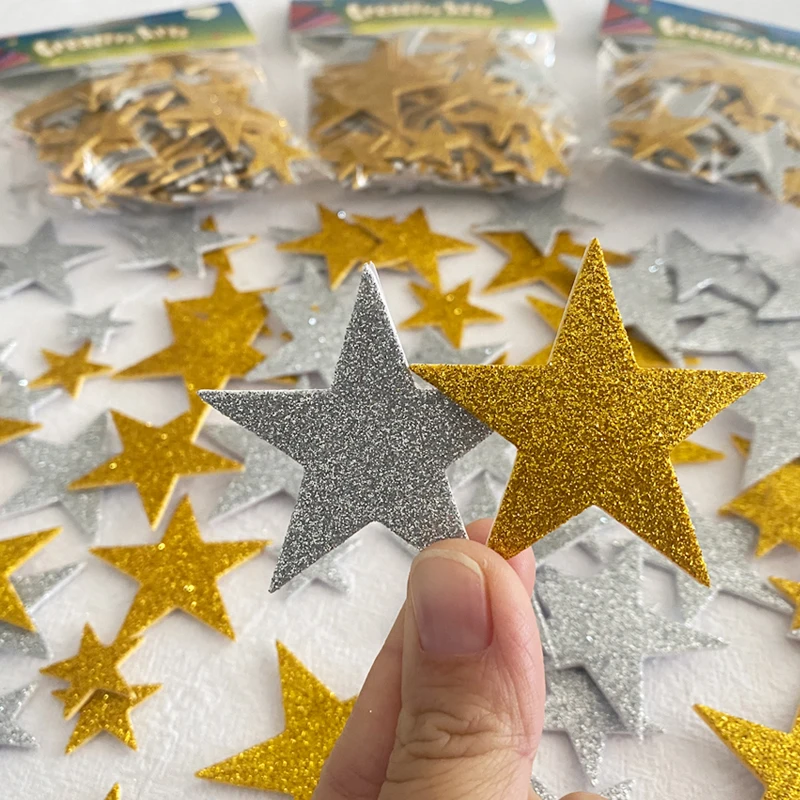 210pcs Glitter Foam Star Stickers Gold & Silver Self-Adhesive Children  Reward Stickers DIY Scrapbooking Kindergarten Kids Toys - AliExpress