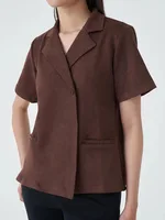 BJTZ 2026 Spring Summer Women Solid Color Single Breasted Short Sleeve Jacket Office Casual Work Tops